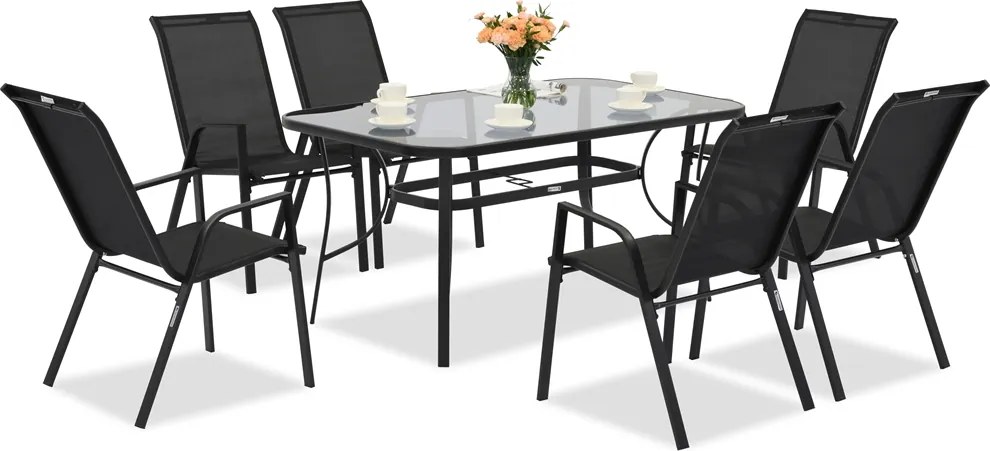 Modena/Bitonto zwarte tuintafel voor 6 personen Garden Point