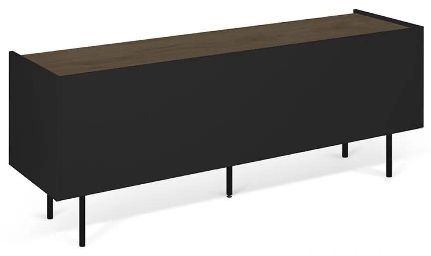 TemaHome Radio Zwart Tv-meubel Met Walnoot Blad - 160x43x60cm.