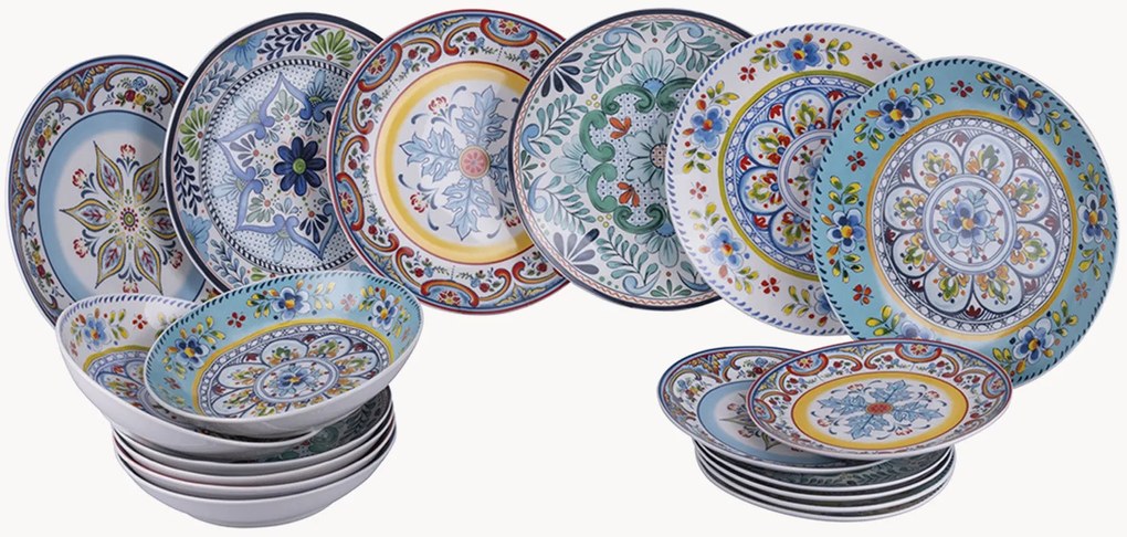 Porseleinen serviesset Andalusia, 6 personen, 18-delig
