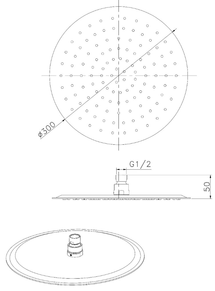 Sapho Moro ronde douchekop 30cm goud mat