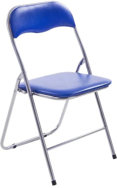 Moderne klapstoel, keukenstoel FELIX - kunststoffen stoel met beklede zit en rugleuning - blauw/zilver