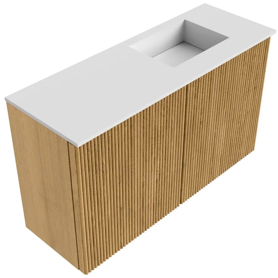 Mondiaz Joya 70cm toiletmeubel oak met wastafel faye rechts zonder kraangat talc