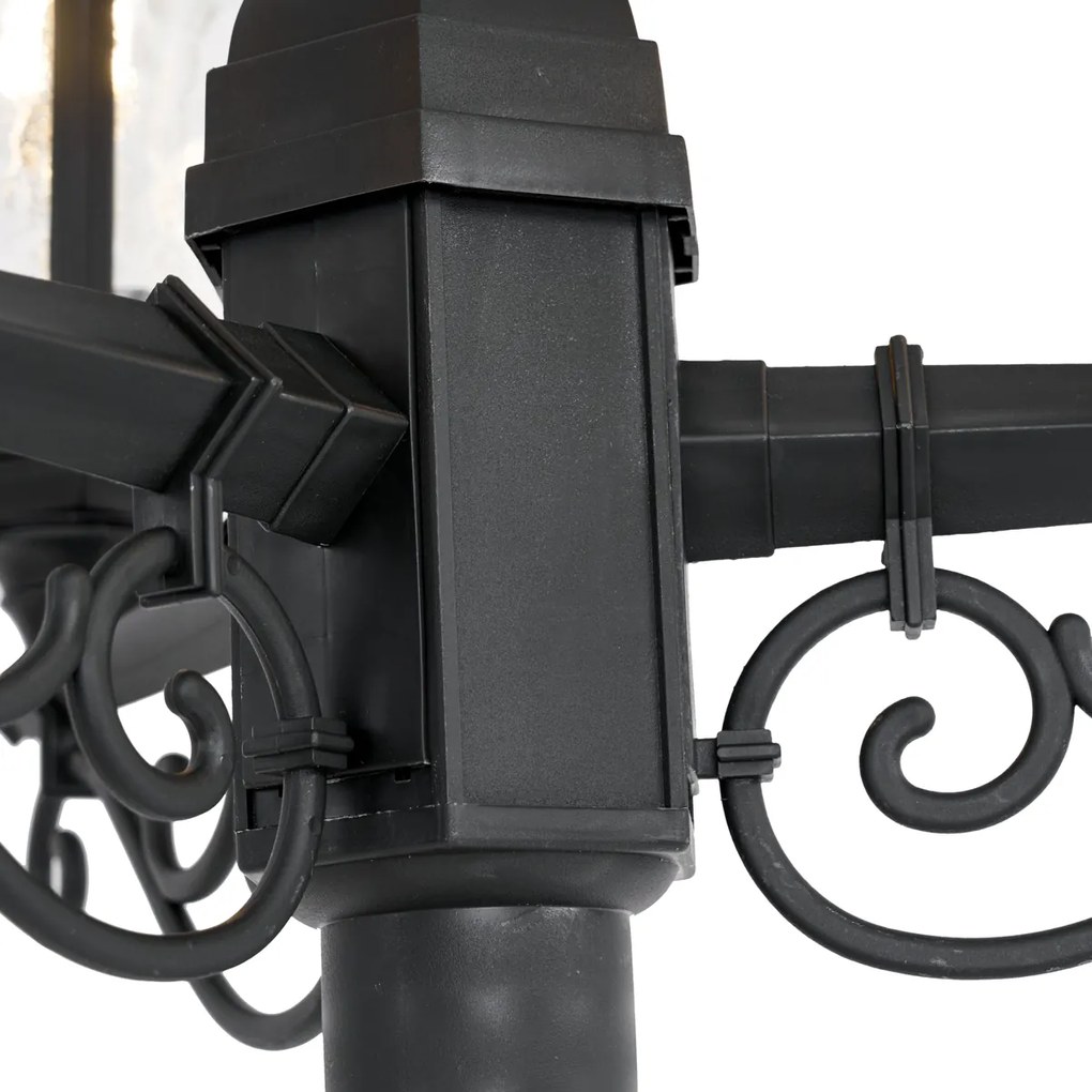 Klassieke buitenpaal zwart 217cm IP44 - New Haven Hammered Klassiek / Antiek E27 IP44 Buitenverlichting rond