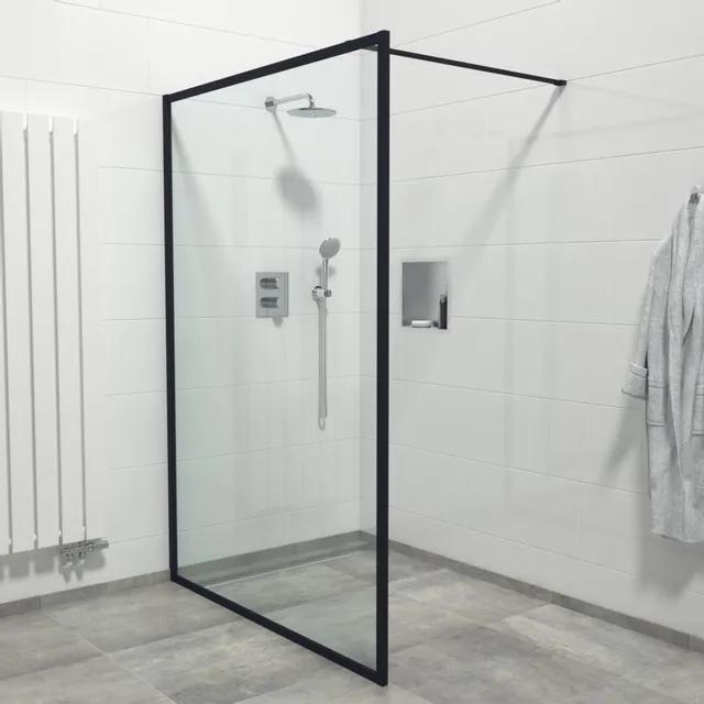 Saniclass Bellini Inloopdouche - 140x200cm - veiligheidsglas - mat zwarte lijst rondom - anti kalk Mirrors-140