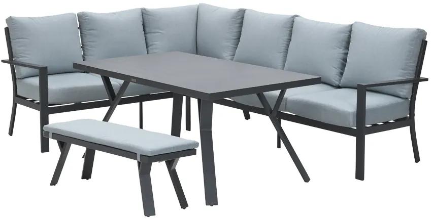 Sergio lounge dining set links - Carbon black/Mint grey - 4-delig
