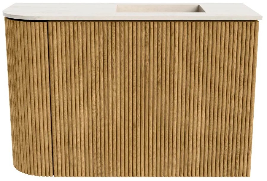 Mondiaz Joya DLux 60cm toiletmeubel ronding links oak met wastafel faye rechts 1 kraangat meli