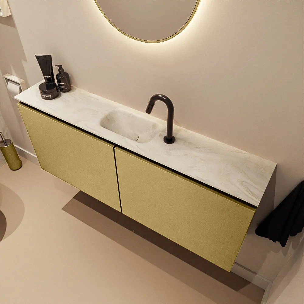 Mondiaz Ture DLux toiletmeubel 120cm oro met wastafel ostra midden met kraangat