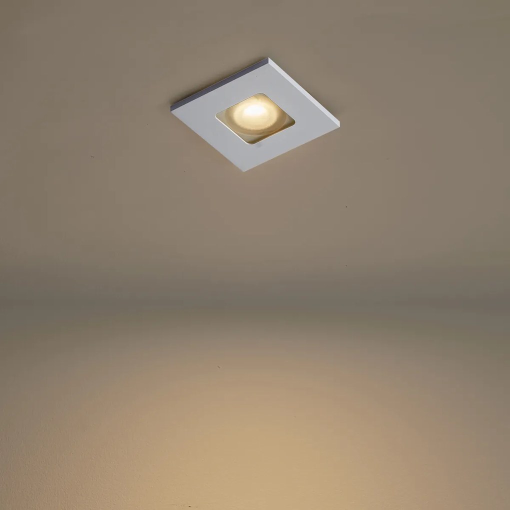 Set van 6 moderne inbouwspots wit vierkant IP44 - Qure