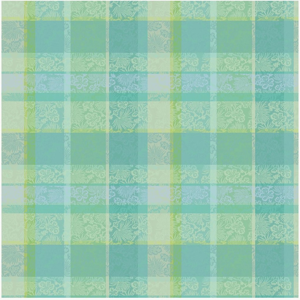 Katoenen tafelkleed Mille Venusta Aqua met jacquardweefsel