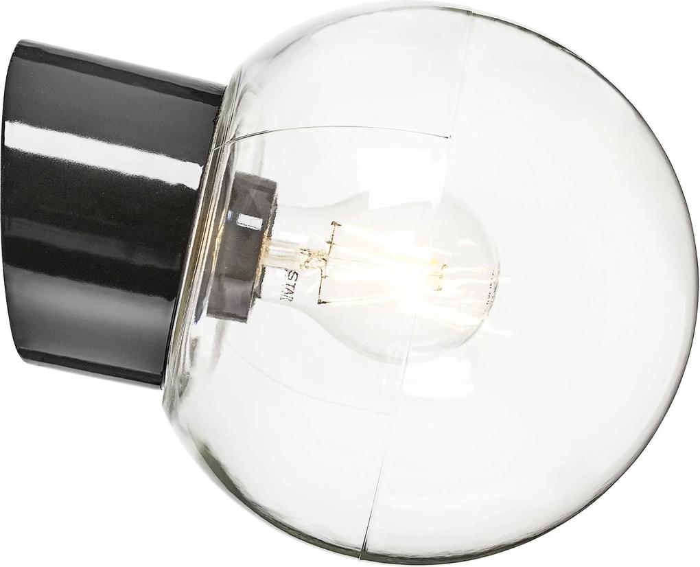 Ifö Electric Ifö Electric Classic Globe Wandlamp Porselein IP54 180mm Helder Zwart