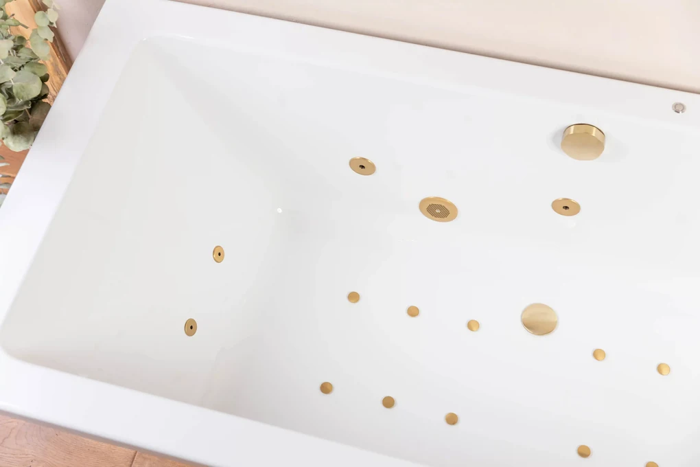 Lambini Designs Cube bubbelbad 180x80cm elektronisch met 6+4+2 hydrojets goud