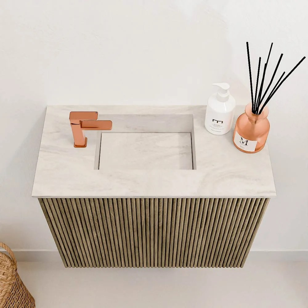 Mondiaz Joya DLux 50cm toiletmeubel dusk met wastafel faye links 1 kraangat ostra