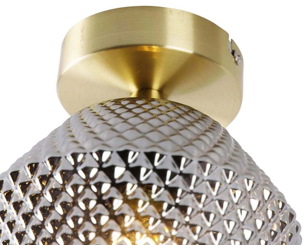 Smart plafondlamp messing met smoke glas incl. Wifi A60 - Karce