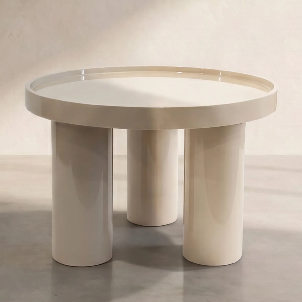 Hoogglans Beige Salontafel 60 Cm - 60 X 60cm.