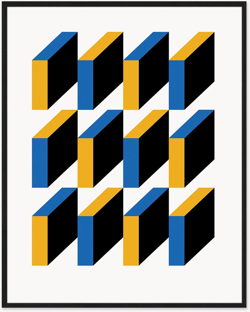 Ingelijste digitale print Bauhaus Abstract Squares