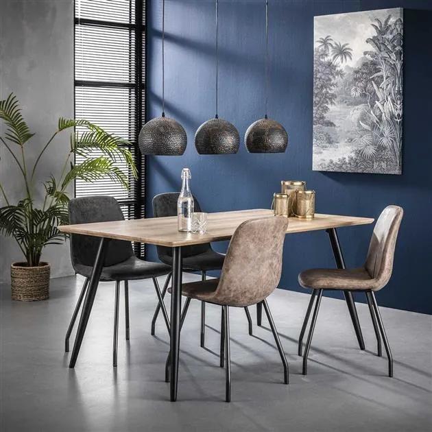 Dimehouse | Eettafel Madelon lengte 120 cm x breedte 120 cm x hoogte 76 cm bruin, zwart eettafels mdf, metaal tafels meubels | NADUVI outlet