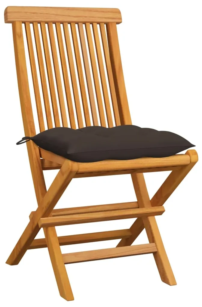 vidaXL Tuinstoelen 6 st met taupe kussens massief teakhout