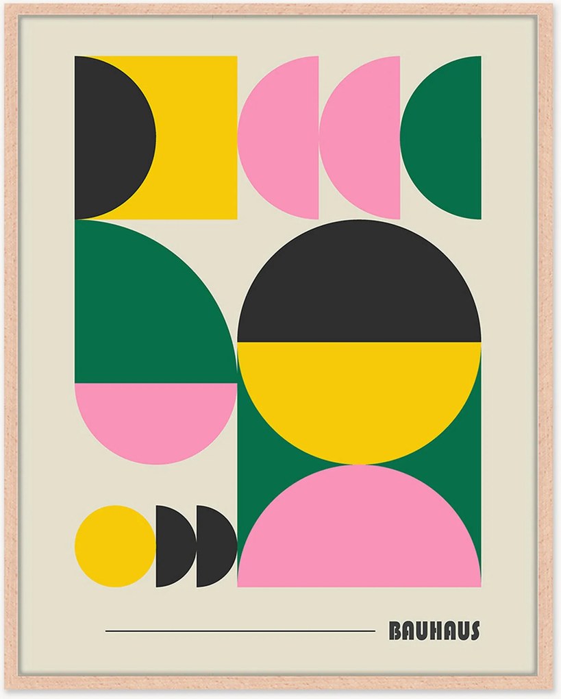 Ingelijste digitale print Colorful Bauhaus Circules