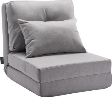 VEVOR Convertible Floor Sofa Bed, 5-voudig verstelbare, opvouwbare, gestoffeerde luie bank met verstelbare rugleuning en kussens, opvouwbare bank voor woonkamer en slaapkamer, grijs