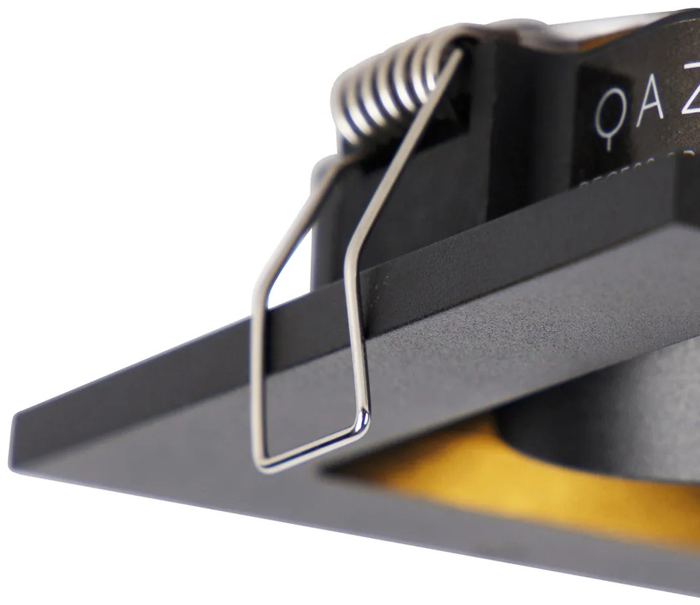 Set van 3 moderne inbouwspots zwart verstelbaar - Qure