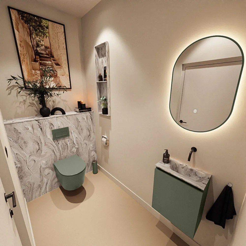 Mondiaz Ture DLux toiletmeubel 40cm army met wastafel glace rechts zonder kraangat