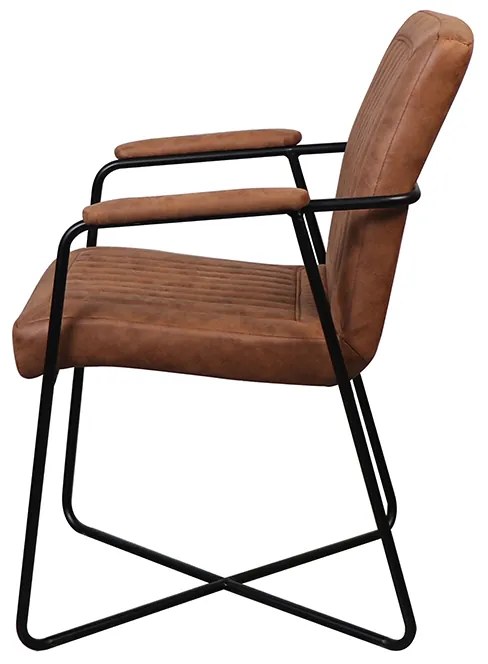 Eetkamerstoel - Henry - lederlook Soft cognac