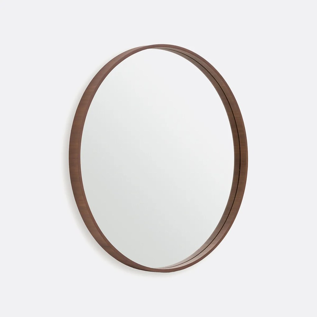 Ronde spiegel, fineer notenhout Ø80 cm, Alaria