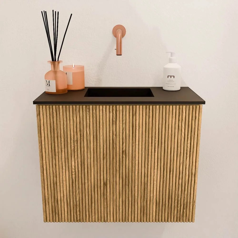 Mondiaz Joya 50cm toiletmeubel oak met wastafel faye midden zonder kraangat urban