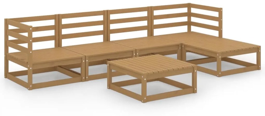 vidaXL 6-delige Loungeset massief grenenhout honingbruin