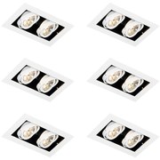 Set van 6 Moderne inbouwspot wit 2-lichts verstelbaar - Oneon 70 GU10 Scandinavisch Binnenverlichting Lamp