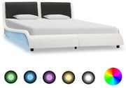 vidaXL Bedframe met LED kunstleer wit en zwart 140x200 cm