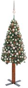 vidaXL Kerstboom met LED's en kerstballen smal 150 cm PVC groen