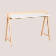 Houten Bureau Kailo Style Gebroken Wit - Natuurlijk Hout - Sklum
