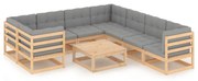 vidaXL 9-delige Loungeset met kussens massief grenenhout