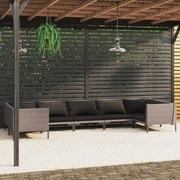 vidaXL 7-delige Loungeset met kussens poly rattan donkergrijs