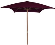 vidaXL Parasol met houten paal 200x300 cm bordeauxrood