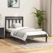 vidaXL Bedframe massief hout grijs 75x190 cm 2FT6 Small Single