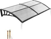 VEVOR luifel voor voordeur 965x1987 mm, aanbouwluifel, aanbouwluifel met afwatering en ABS-beugel, bescherming tegen regen, sneeuw en zon, polycarbonaat deurluifel voor veranda en terras, transparant