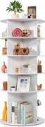 VEVOR Schoenenrek, Schoenenkast voor 20 paar schoenen (5 lagen), 360° draaibaar, Ruimtebesparende schoenenopbergkast, Schoenenrek voor slaapkamer, woonkamer, hal, Wit, 598 x 598 x 1350 mm