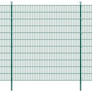 vidaXL Dubbelstaafmatten en palen 2008x2230 mm 10 m groen