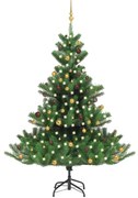 vidaXL Kunstkerstboom Nordmann met LED's en kerstballen 210 cm groen