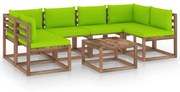 vidaXL 7-delige Loungeset pallet met kussens geïmpregneerd grenenhout