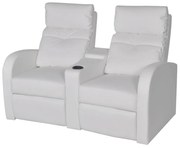 vidaXL Dubbele relaxfauteuil met middenleuning kunstleer wit