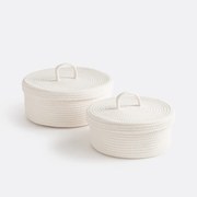 Set van 2 katoenen manden met deksel, Kesia