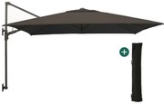 Parasol Shadowline muurparasol | Inclusief hoes | Vierkant | 250x250cm | Met draaihendel | Zwart | Kees Smit Tuinmeubelen