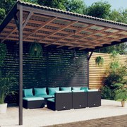 vidaXL 10-delige Loungeset met kussens poly rattan zwart