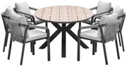 Garden Impressions Tarera tuinset 7-delig taupe - Tulli tuintafel 220x115xH75 cm - light teak vironwood
