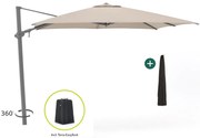 + 10% kassakorting | Parasol Shadowline Austin | Inclusief hoes | Vierkant | 300x300cm | Met draaihendel | Bruin | Kees Smit Tuinmeubelen