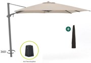 Parasol Shadowline Austin | Inclusief hoes | Vierkant | 300x300cm | Met draaihendel | Bruin | Kees Smit Tuinmeubelen