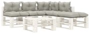 vidaXL 6-delige Loungeset met taupe kussens pallet hout